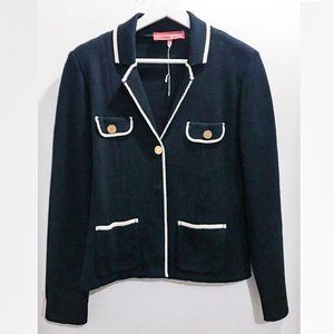 Vintage Manoukian Knit Navy Blazer Chanel-style